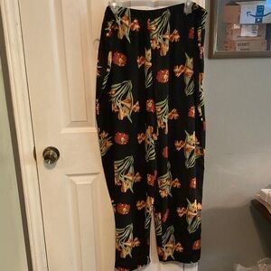 Judith Hart Floral Black Wide Leg Pants Size XL